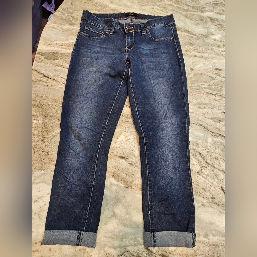 YMI Skinny Jeans Size 9 Dark Wash Cuffed Hem Stretch Denim